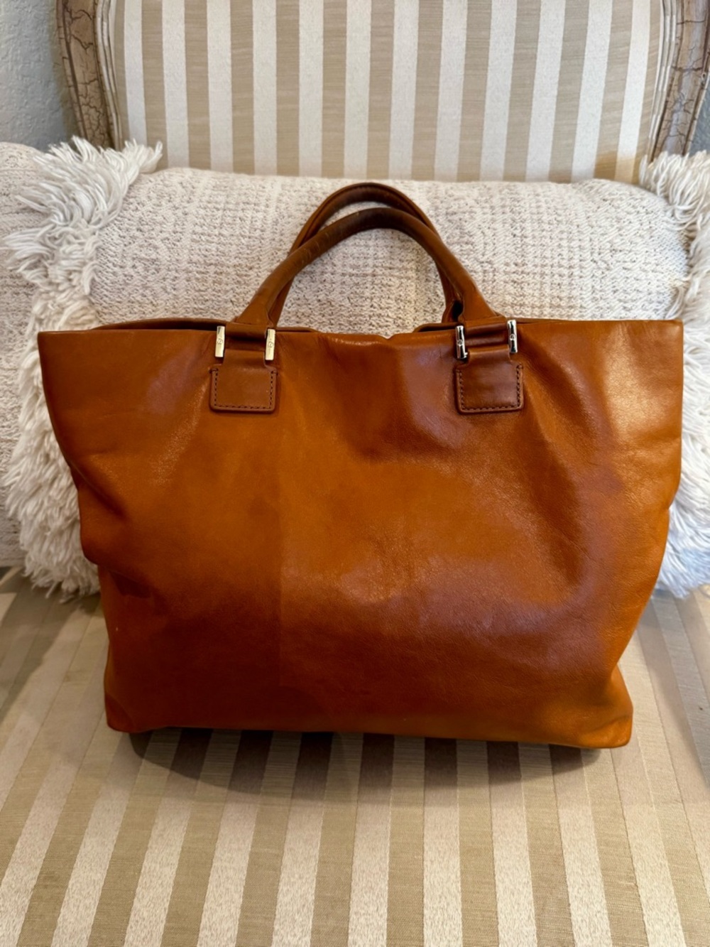 Tory Burch Tan Leather Shoulder & Crossbody Tote - Picture 7 of 8
